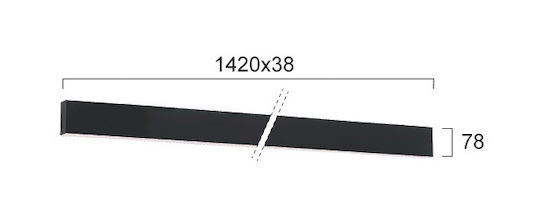 Viokef Commercial Linear LED Wall Light 37W Warm White 142cm