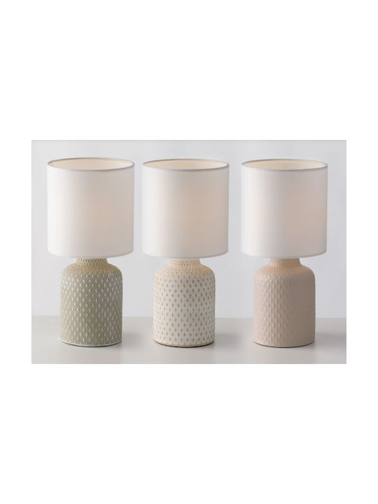Fan Europe Ravello Ceramic Table Lamp for Socket E14 LED with White Shade and Beige Base