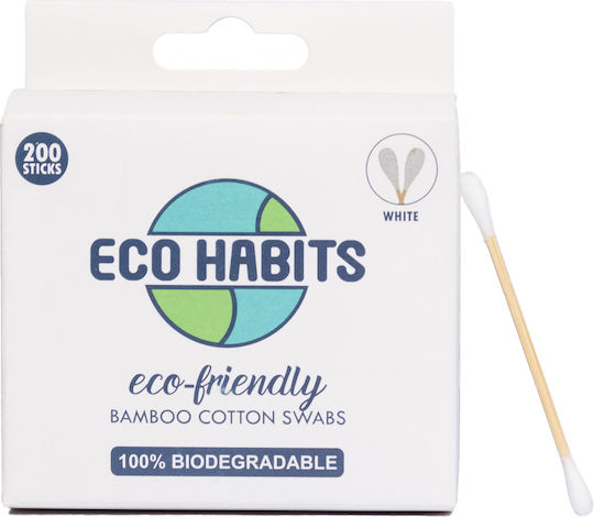 Eco Habits Βαμβακερές Μπατονέτες Μπαμπού Συσκευασία 200 Τμχ Λευκες