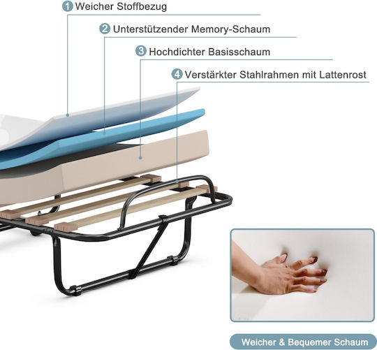 Klappbett mit Matratze Einzel Schwarz