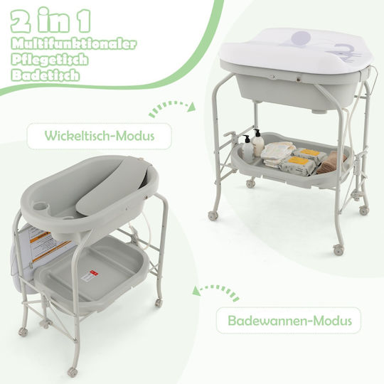 Costway Babybadewanne und Wickeltisch Grau