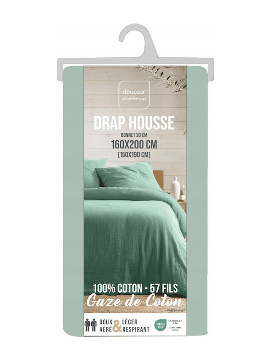 Douceur d'Intérieur Sheet Super-Double with Elastic 160x200cm. Green