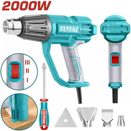 Total Πιστόλι Θερμού Αέρα 2000W με Ρύθμιση Θερμοκρασίας εως και 450°C