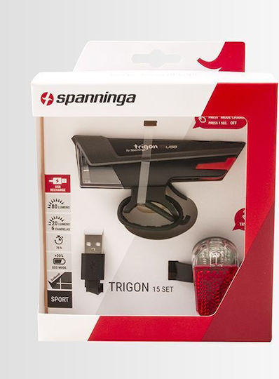 Spanninga 303168-UNIW Wiederaufladbar Fahrradlicht-Set