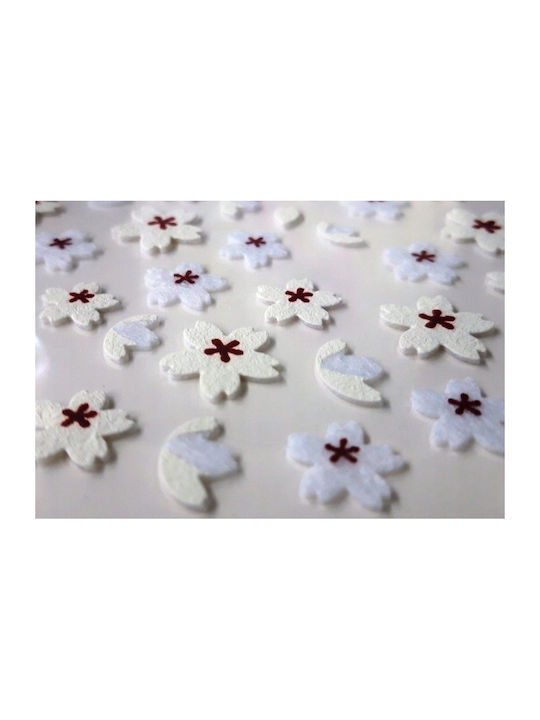 Felt Stickers Flowers White-Red Mix 75pcs