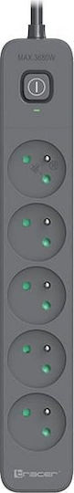 Tracer Power Strip with Surge Protection 5 Positions with Cable 3m Gray