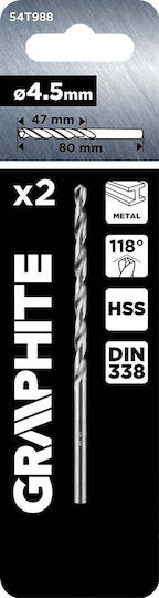Graphite 338 4,5 Σετ 2 Τρυπάνια HSS για Μέταλλο