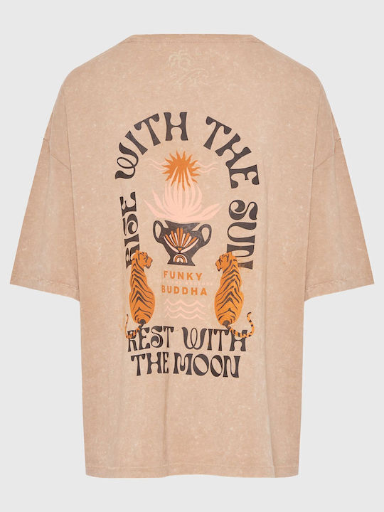 Women's Oversized T-shirt Striped Brown