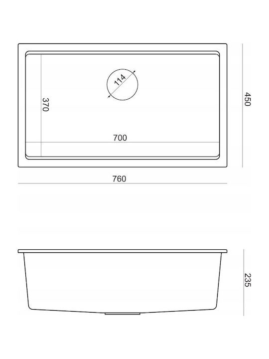 GraniteQ Drop-In Sink Inox Satin W76xD44cm Silver