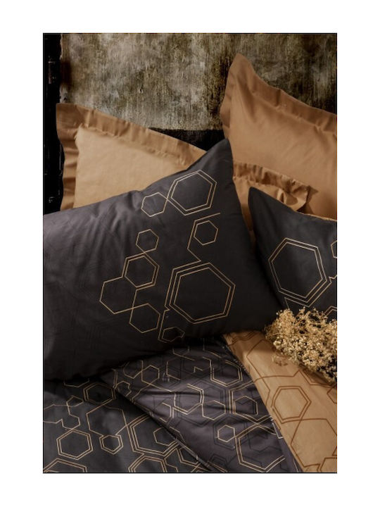 Cotton Box Set Husă de Pilotă Bumbac Dublă cu 2 Fețe de Pernă & 1 Cearsaf 200x220 Copper