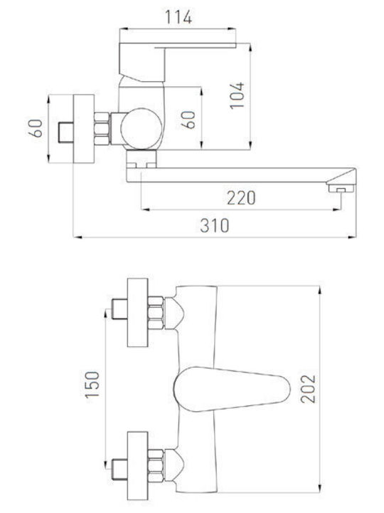 Ferro Küchenarmatur Wand Silber