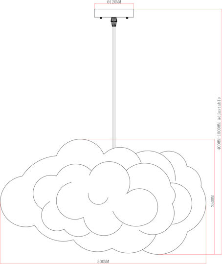 Agora Lighting Adjustable Pendant Light Cloud with Socket E27 50x50x180cm