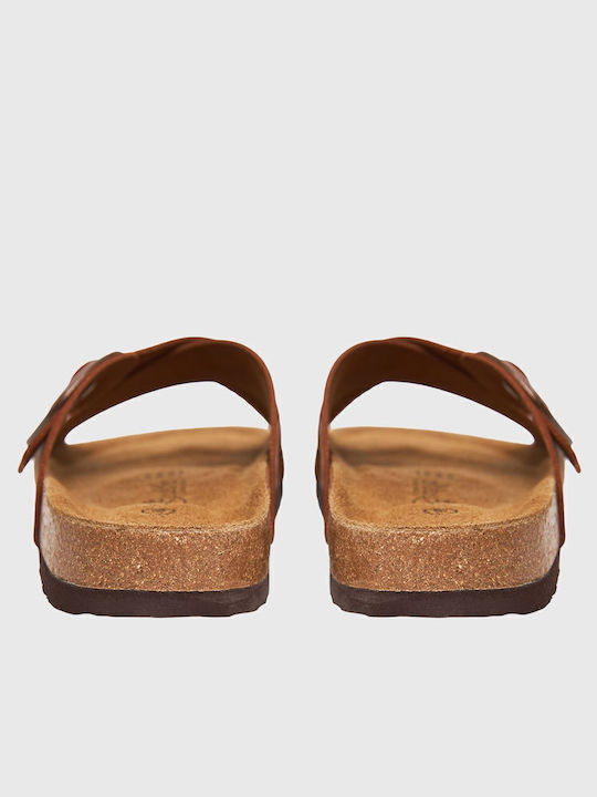 Leather Women's Flat Sandals in Brown Color