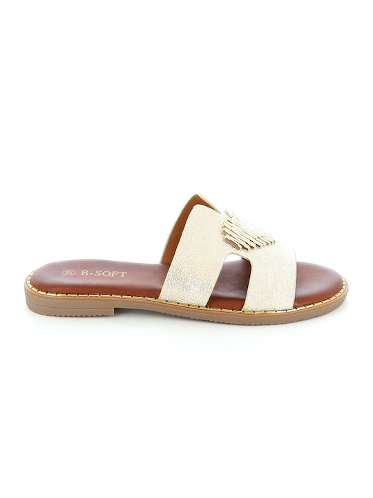 Women's Flat Sandals in Gold Color