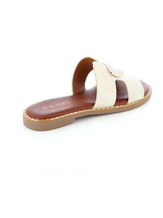 Women's Flat Sandals in Gold Color