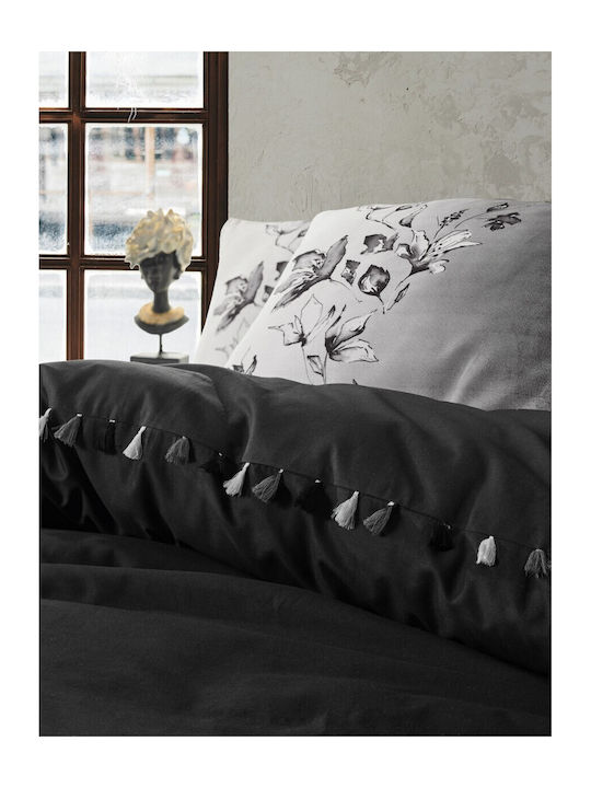 Cotton Box Set Husă de Pilotă Bumbac Single cu Față de Pernă & 1 Cearsaf 160x220 Negru