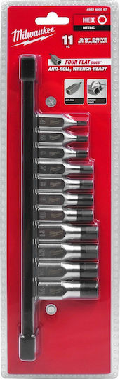 Hikoki Hexagon Sockets with Frame Host 3/8" HEX Set 11 Pieces