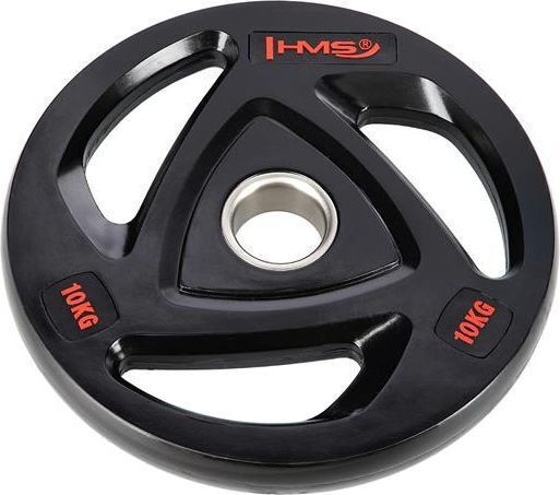 HMS Set of Plates Olympic Type Rubber 1 x 10kg Φ50mm with Handles