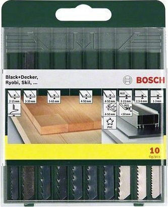 Bosch Jigsaw Blade Set Wood Metal Plastic 10 Pieces U-shank