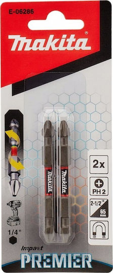 Makita Makita Double Screwdriver Bit Ph2-65mm 2pcs Impact Premier