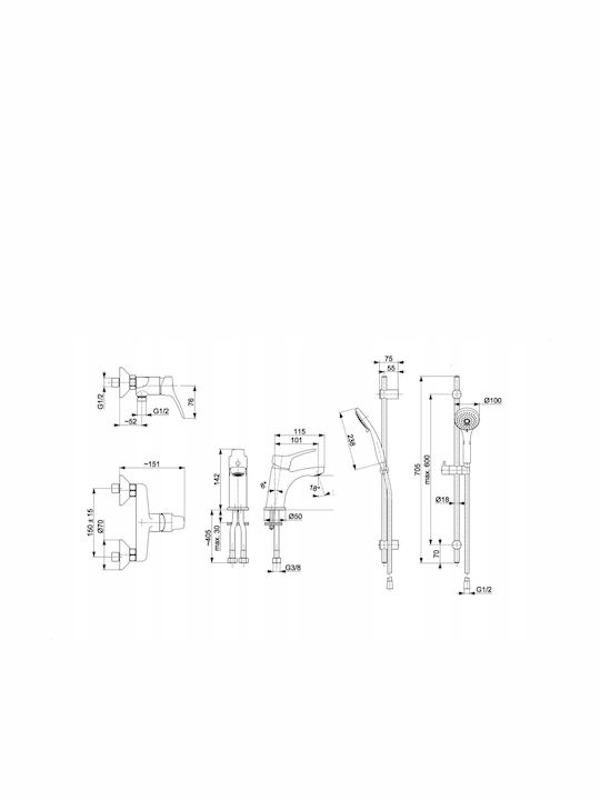 KFA Duschsäule ohne Armatur Silber