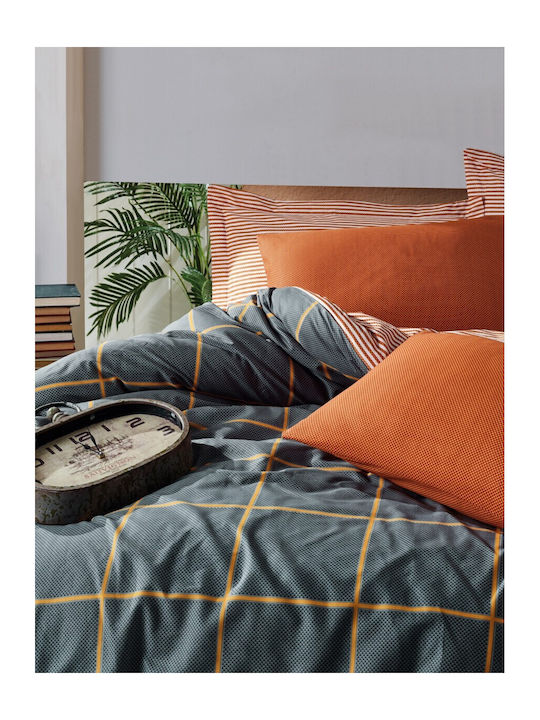 Cotton Box Duvet Cover Set Cotton Double with 2 Pillowcases & 1 Sheet 200x220 Cinnamon