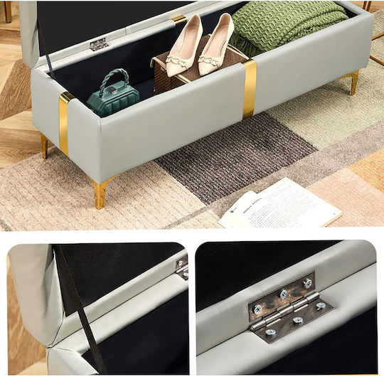 Stool Bench Stool With Storage Space Upholstered with Leatherette Red 80x40x45cm