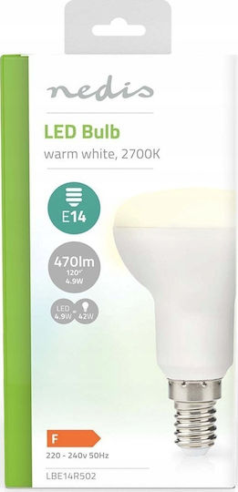 Nedis Λάμπα LED 4.9W για Ντουί E14 Θερμό Λευκό