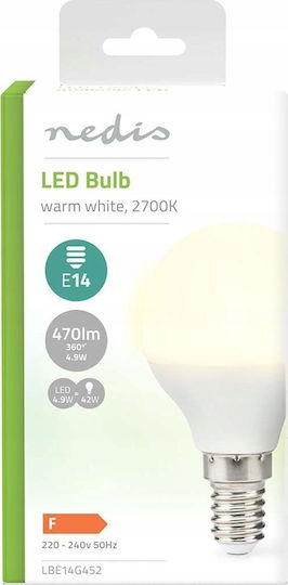 Nedis Λάμπα LED 4.9W για Ντουί E14 Θερμό Λευκό