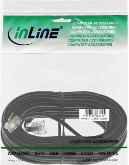 InLine Flat Τηλεφωνικό Καλώδιο RJ11 6P4C 3m Μαύρο (18863)