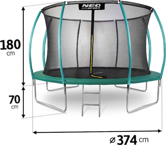 NEO Sport Trampolin Draußen Durchmesser 374cm mit Netz & Leiter