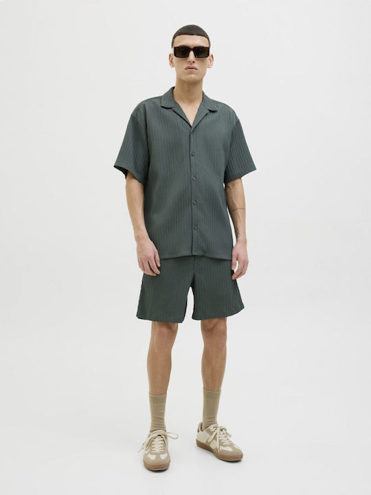 Short-sleeved Shirt in Wide Line Agave Green
