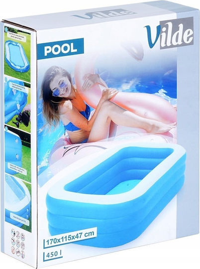 Vilde Kinder Schwimmbecken PVC 450l Aufblasbar 170x115x47cm Blau