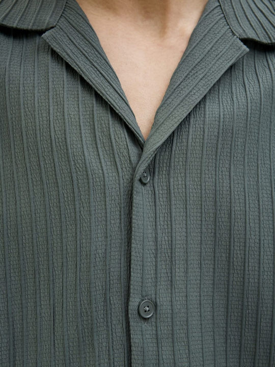 Short-sleeved Shirt in Wide Line Agave Green