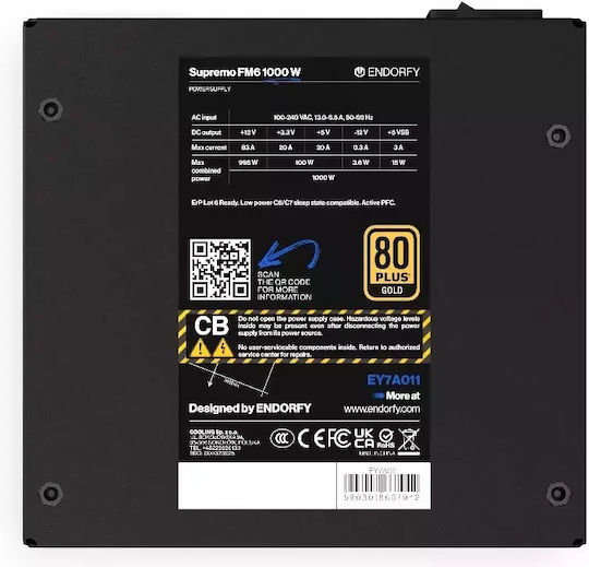 Endorfy Supremo FM6 1000W Black Computer Power Supply Full Modular 80 Plus Gold