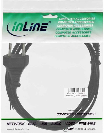 InLine Euro - IEC C7 Cable 1m Μαύρο 16654H