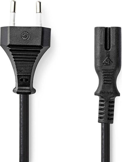 Nedis Power Cable Adapters Euro Plug Connector IEC-320-C7 Straight Straight Two-Wire Black Bulk 0.5m