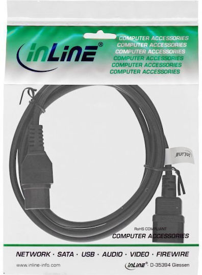 Inline C15 Verlängerungskabel Gerade C14 Stecker Schwarz 2m 16811