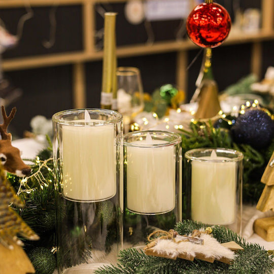 Home&Styling Collection Διακοσμητικό Φωτιστικό LED Θερμό Λευκό Κερί 25x25εκ.