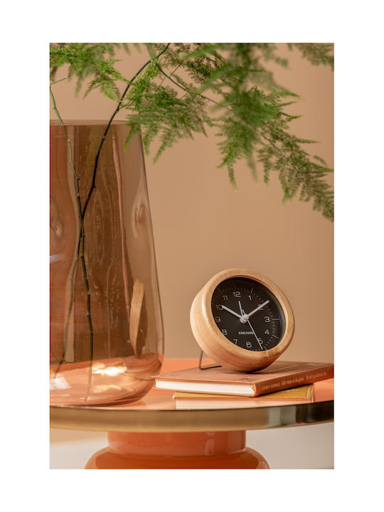 Karlsson Wooden Tabletop Clock with Indicators and Alarm Clock