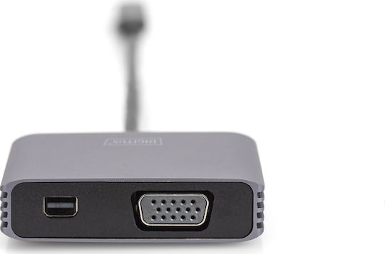 Digitus Converter USB-C male to VGA / mini DisplayPort female Gray 1pcs DA-70825