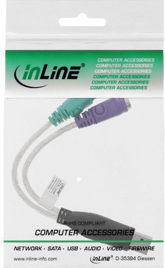 InLine Converter USB-A male to PS/2 2x female White 1pcs 33386