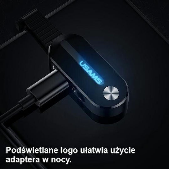 Usams SJ358 AU10 Конвертор Lightning мъжки към 3.5mm / Lightning женски Черен 1бр