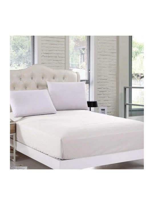Pucioasa Cearșaf Single cu Elastic 100x200cm. Alb