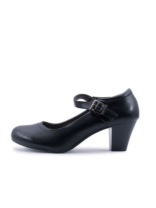Pumps mit Riemchen & mittelhoher Absatz Schwarz
