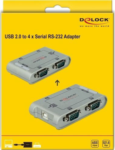 DeLock Μετατροπέας Serial male σε USB-B female Ασημί 1τμχ 87414