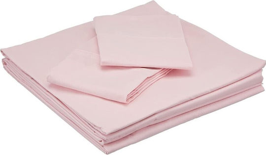 Tac Set Huse Pentru Pilote 100% Bumbac 200x220cm Dublu Cu 2 Fețe De Pernă & 1 Cearșaf Basic Roz