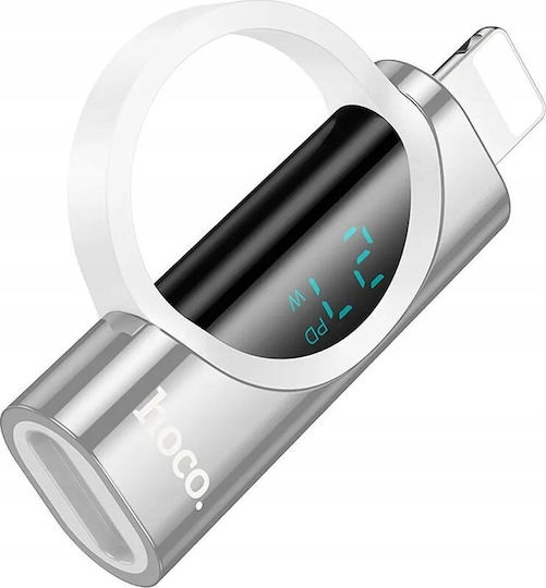 Hoco Μετατροπέας Lightning male σε USB-C female Ασημί 1τμχ