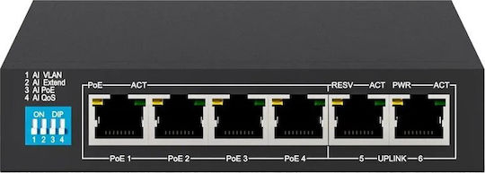 Extralink Ex.14305 Unmanaged L2 PoE+ Switch με 4 Θύρες Gigabit (1Gbps) Ethernet