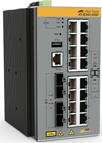 Allied Telesis Managed L3 PoE+ Switch with 16 Gigabit (1Gbps) Ethernet Ports and 4 SFP Ports